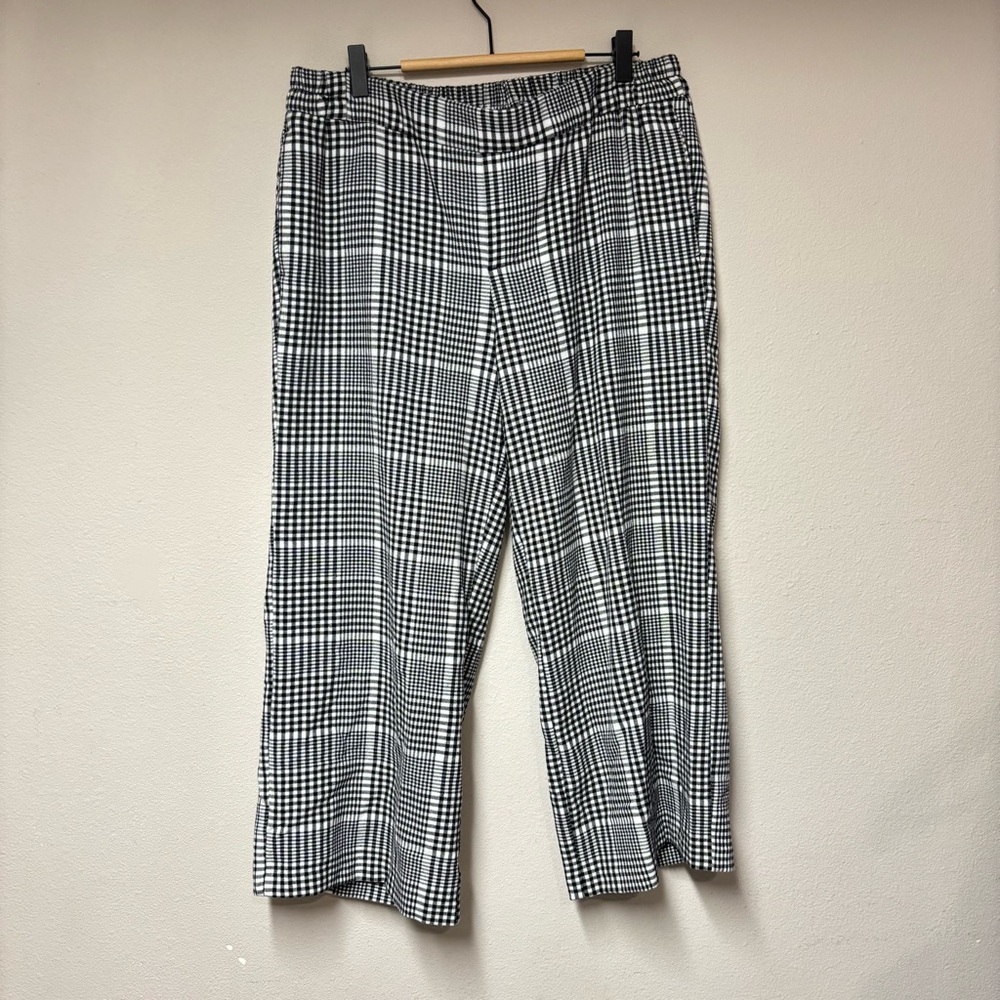 Old Navy Black & White Plaid Wide Leg Pants